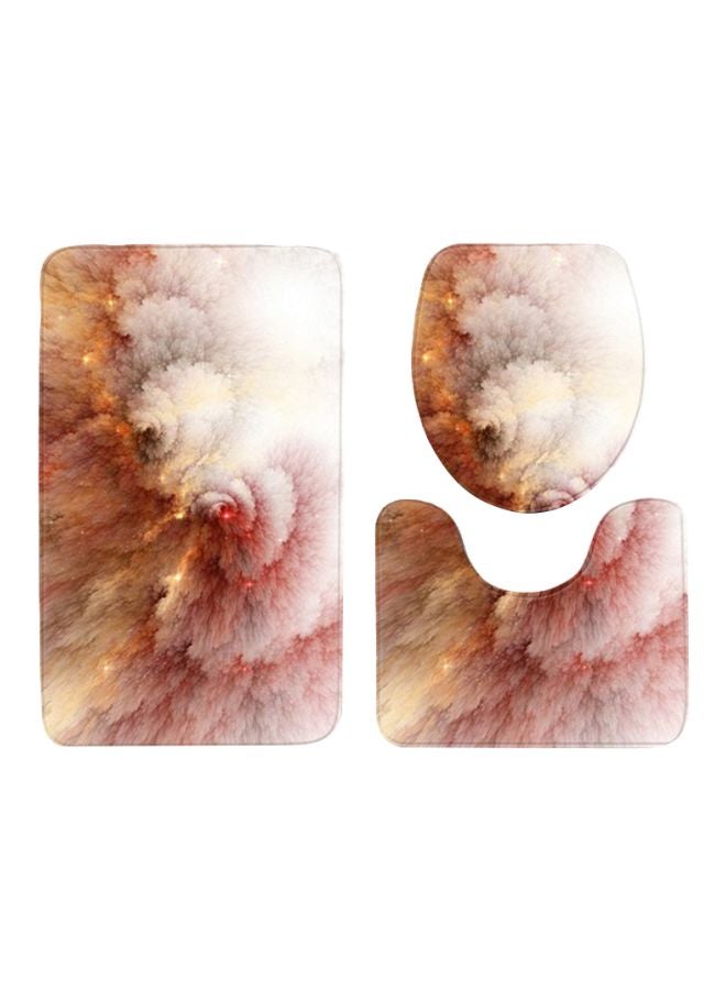 3-Piece Printed Bath Mat Set Pink/Yellow/White