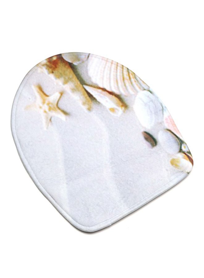 طقم بساط حمام بطبعة نجم البحر مكون من 3 قطع أبيض/ بيج/ برتقالي Rectangular Mat( 75x45), U Shaped Mat(37.5x45), Toilet Cover(35x45)سم - Image 5