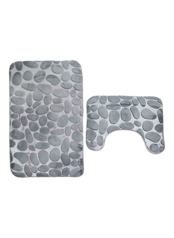 2-Piece Stone Printed Bath Mat Set Grey