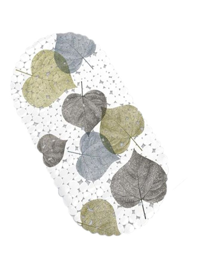 Leaf Printed Bath Mat White/Green/Grey - Image 1