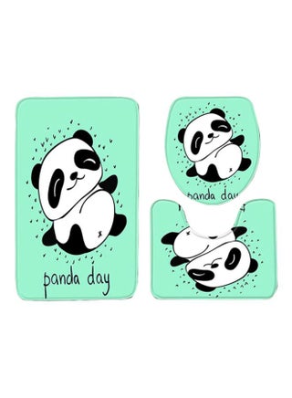 3-Piece Panda Printed Bath Mat Set Green/White/Black - v1613478698/N36692861A_1