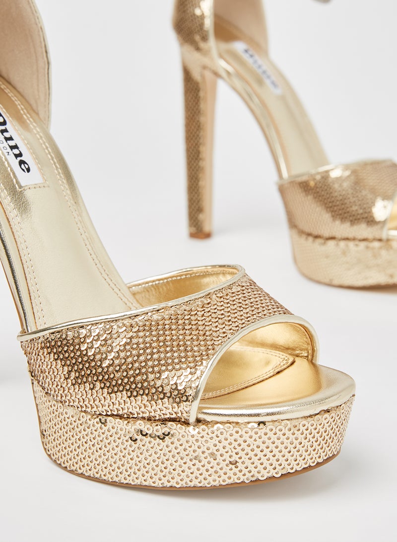 ديون لندن حذاء ميتزي بكعب عالٍ مزين بالترتر ذهبي - Image 4
