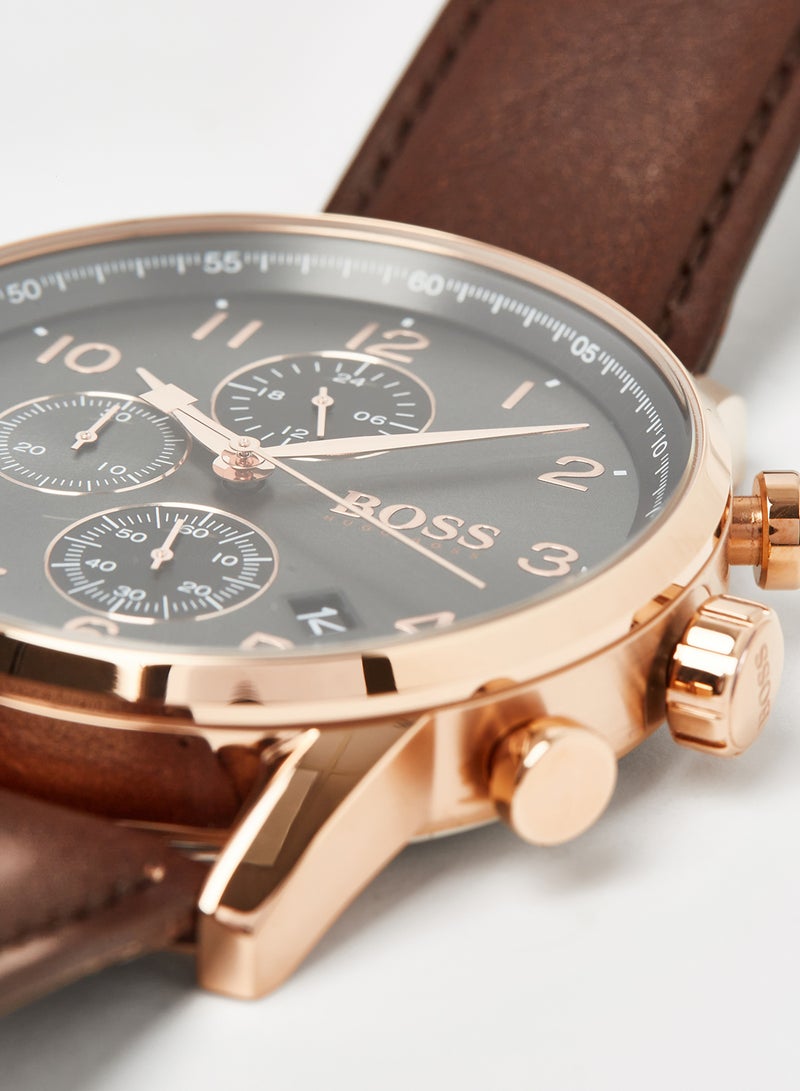 HUGO BOSS - Men's Navigator Leather Chronograph Watch 1513496 - Image 1