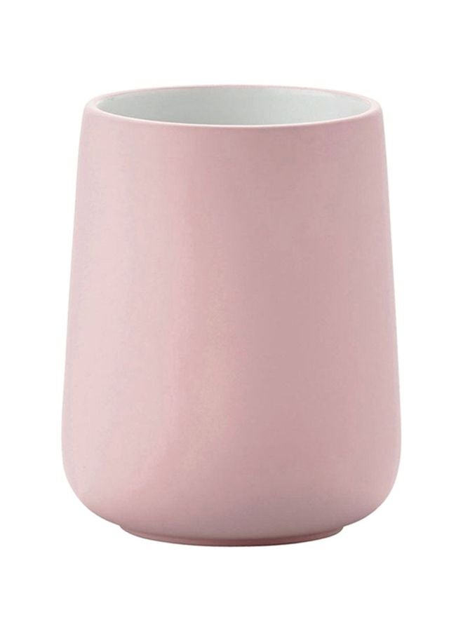 Round Shape Toothbrush Holder Pink/White 15 x 10cm