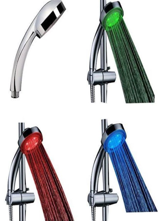 رأس دش بإضاءة LED من 3 ألوان فضي - Image 2