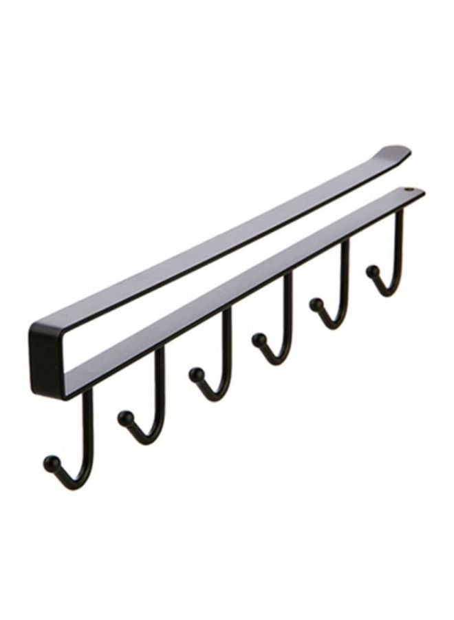 6 Pin Cloth Hook Hanger For Kitchen Black 26x6.5cm 