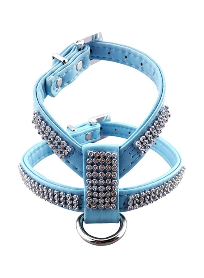 Stone Studded Adjustable Dog Collar Blue/Silver/Clear - Image 1