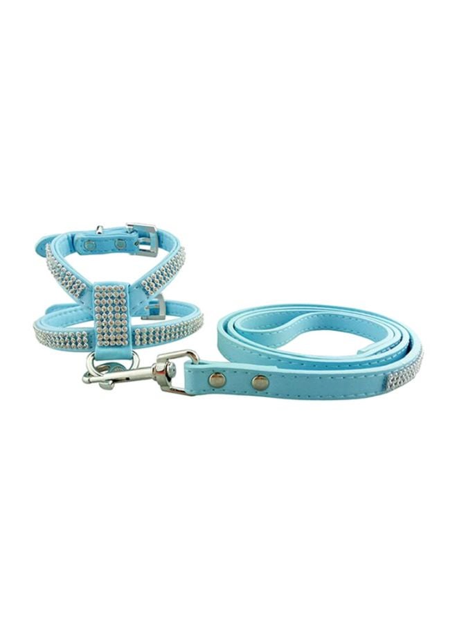 Stone Studded Adjustable Dog Collar Blue/Silver/Clear - Image 2