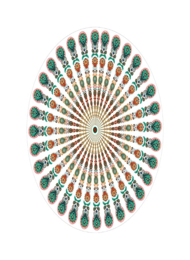 Printed Round Beach Towel White/Green 150x150cm - Image 1