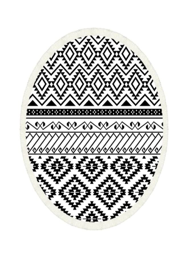 Printed Oval Beach Towel Black/White 160x160cm - Image 1