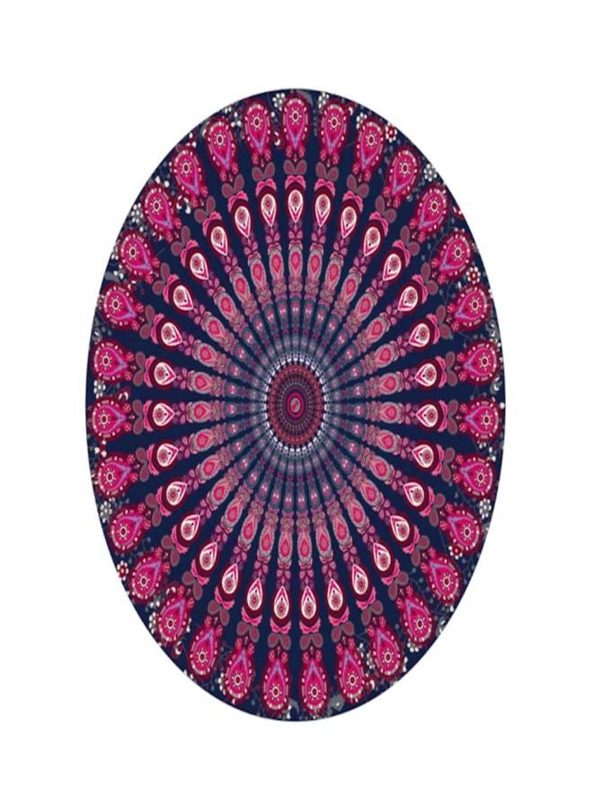 Printed Round Beach Towel Pink/Blue 150x150cm - Image 1