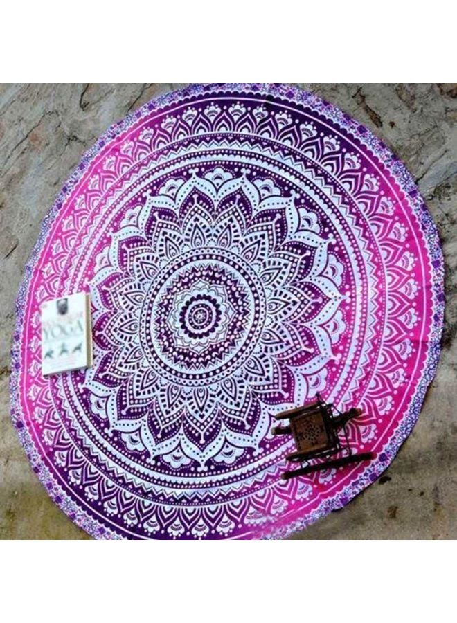 Printed Pattern Beach Towel Pink/Blue/White 160x160cm - Image 2