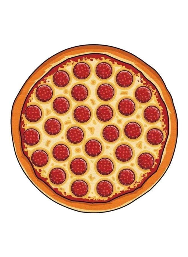Round Pizza Printed Beach Towel Red/Yellow/Brown - Image 1