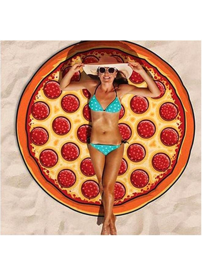 Round Pizza Printed Beach Towel Red/Yellow/Brown - Image 2