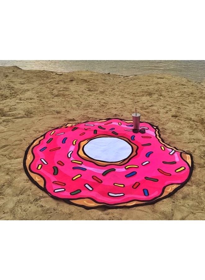 Donut Pattern Beach Towel Pink/Brown/White - Image 2