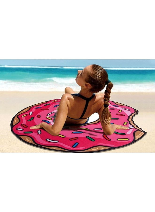 Donut Pattern Beach Towel Pink/Brown/White - Image 3