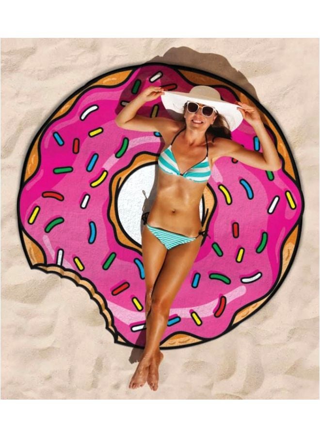 Donut Pattern Beach Towel Pink/Brown/White - Image 4