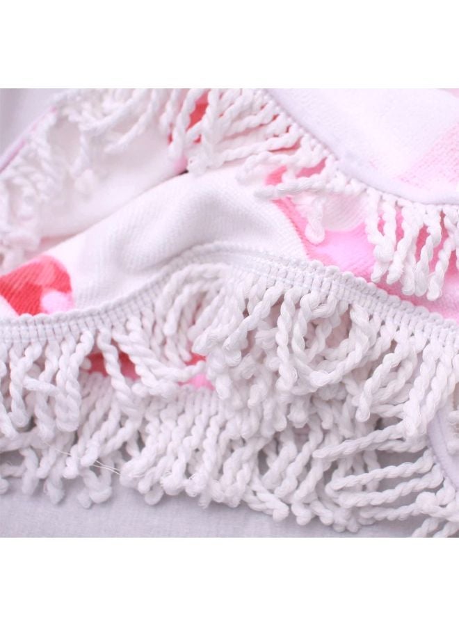Flamingo Printed Beach Towel White/Pink/Red - Image 4