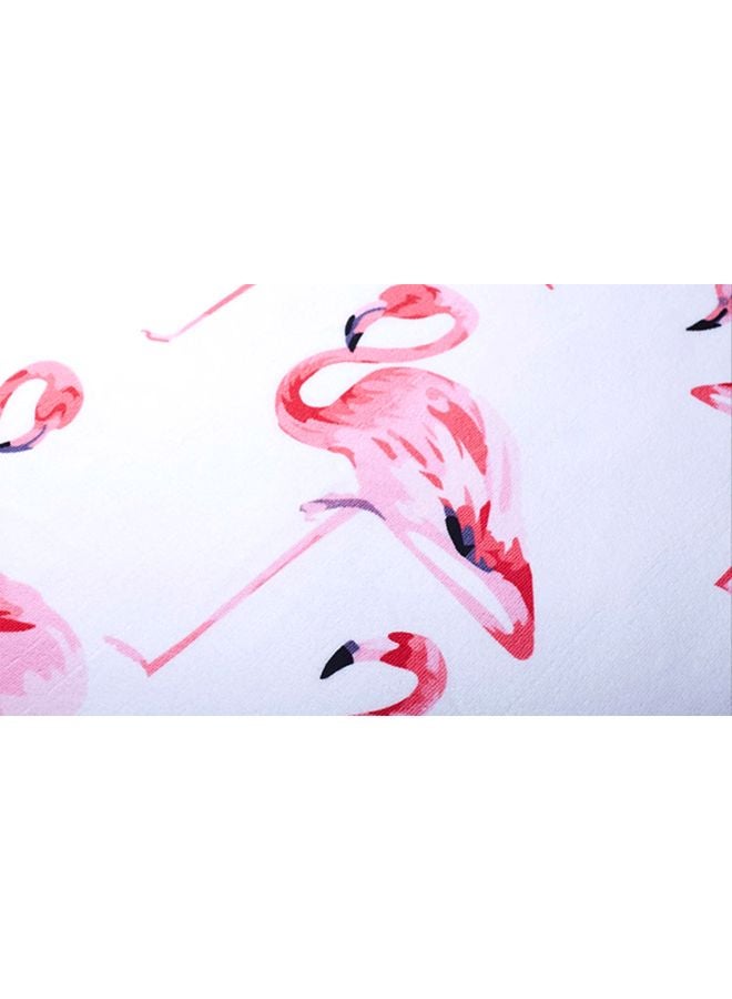 Flamingo Printed Beach Towel White/Pink/Red - Image 5