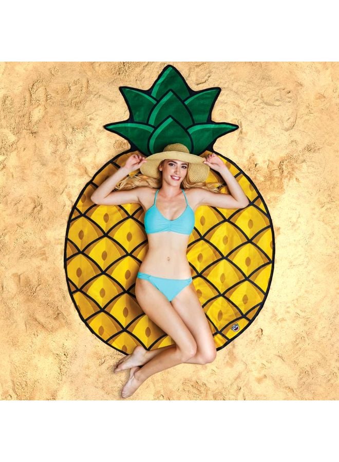 Pineapple Printed Beach Towel Yellow/Black/Green - Image 2