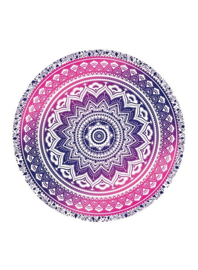 Mandala Printed Beach Towel White/Pink/Blue - Image 1