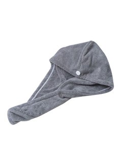 Generic Buttoned Hair Towel Wrap Grey 16x3x12cm 