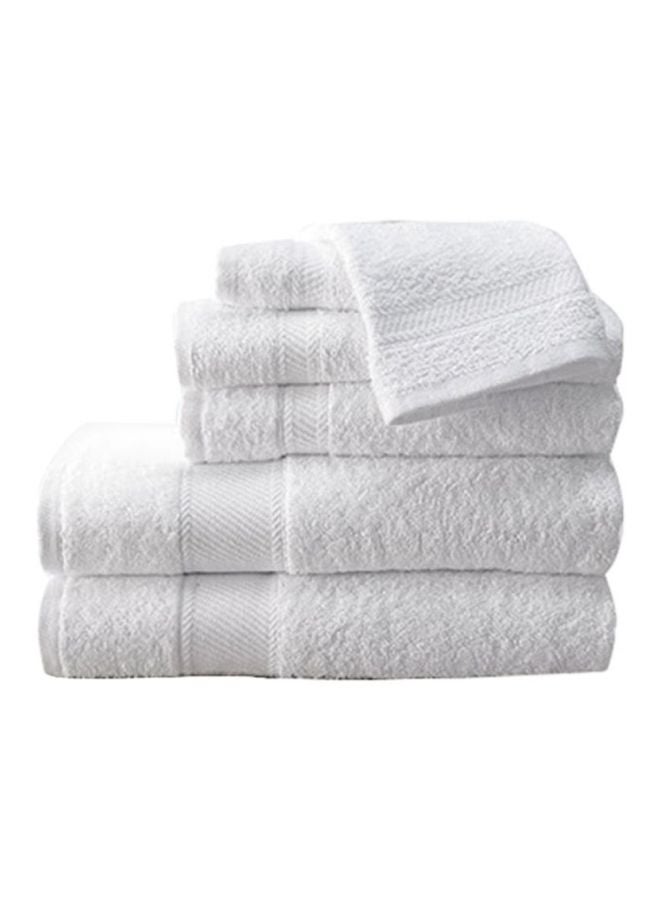 6-Piece Diagonal Dobby Weave Bath Towel Set White