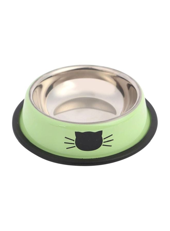 Cat Printed Pet Bowl Green/Silver/Black 3.5cm