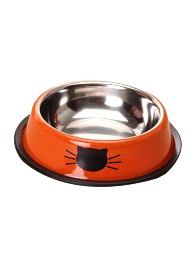Stainless Steel Feed Bowl Orange/Silver 20 centimeter Orange/Silver/Black 20cm - Image 1
