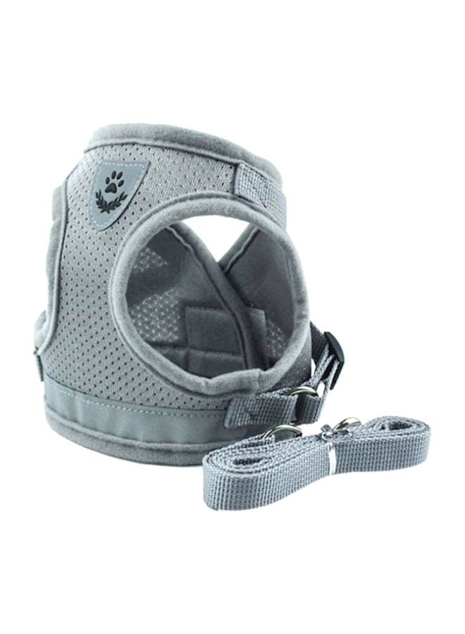 Reflective Chest Harness With Leash Grey Medium - Image 1
