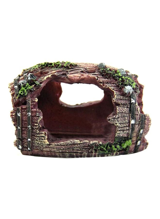 Generic Artificial Resin Barrel Caves Ornament Brown/Green/White 6x9cm - Image 1