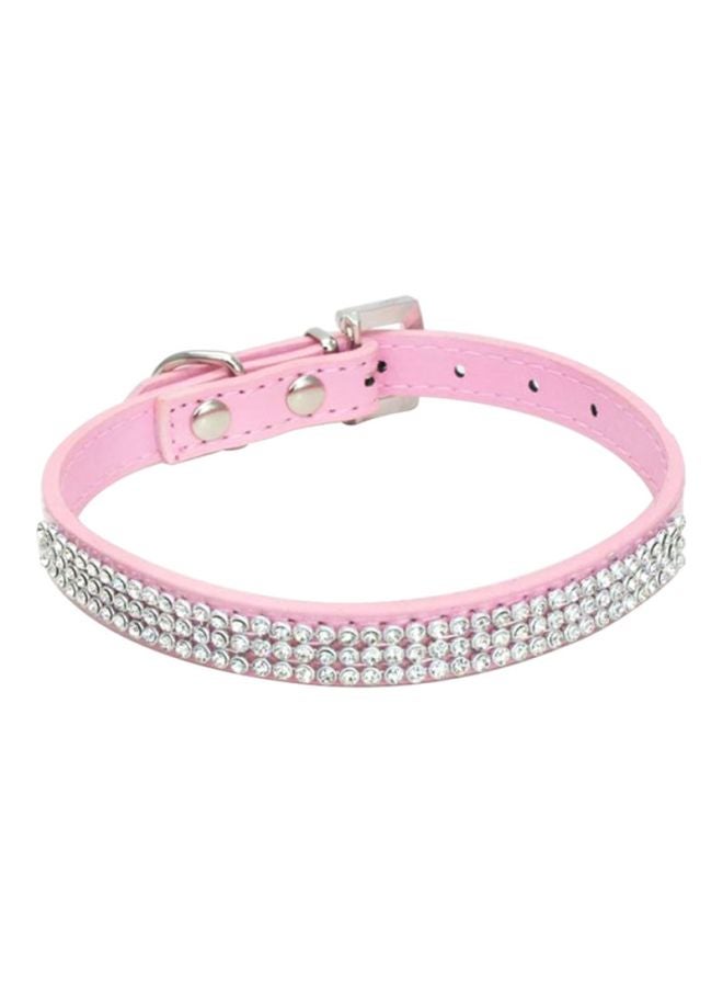 طوق لامع مرصع بحجر الراين وردي 9x5x4سم - Image 1