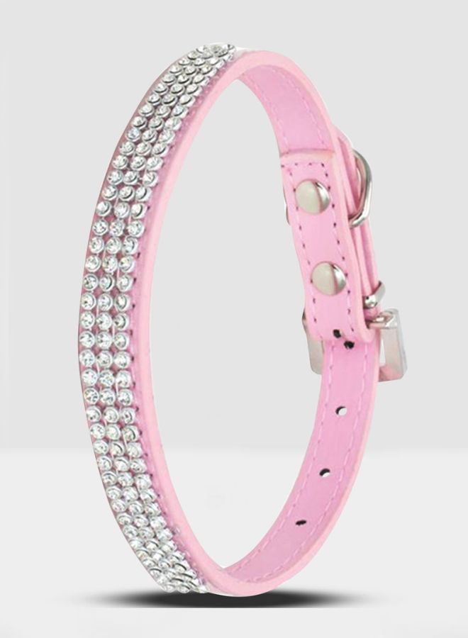 طوق لامع مرصع بحجر الراين وردي 9x5x4سم - Image 3