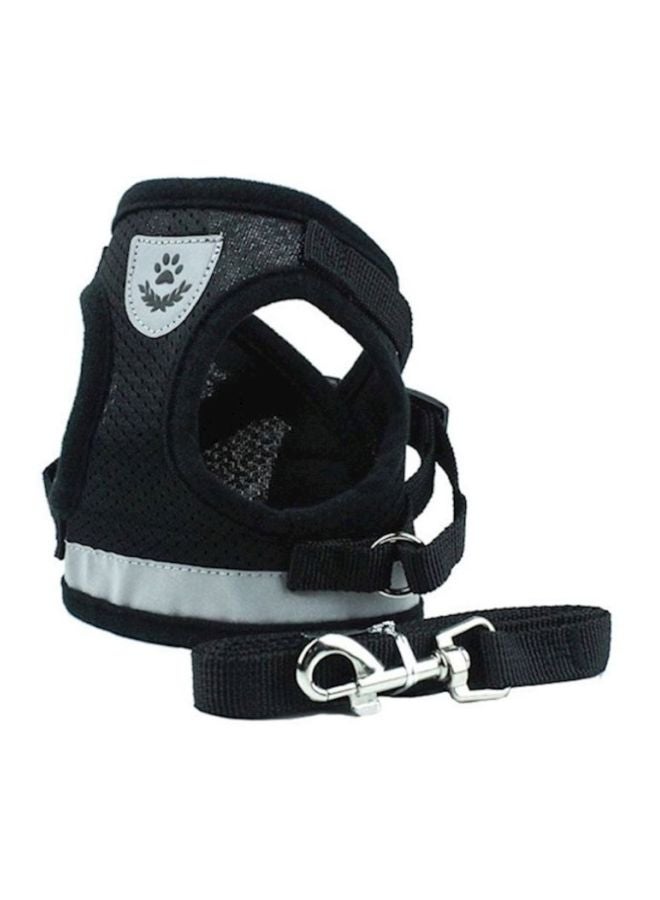 Reflective Chest Harness With Leash Black 46cm - Image 1