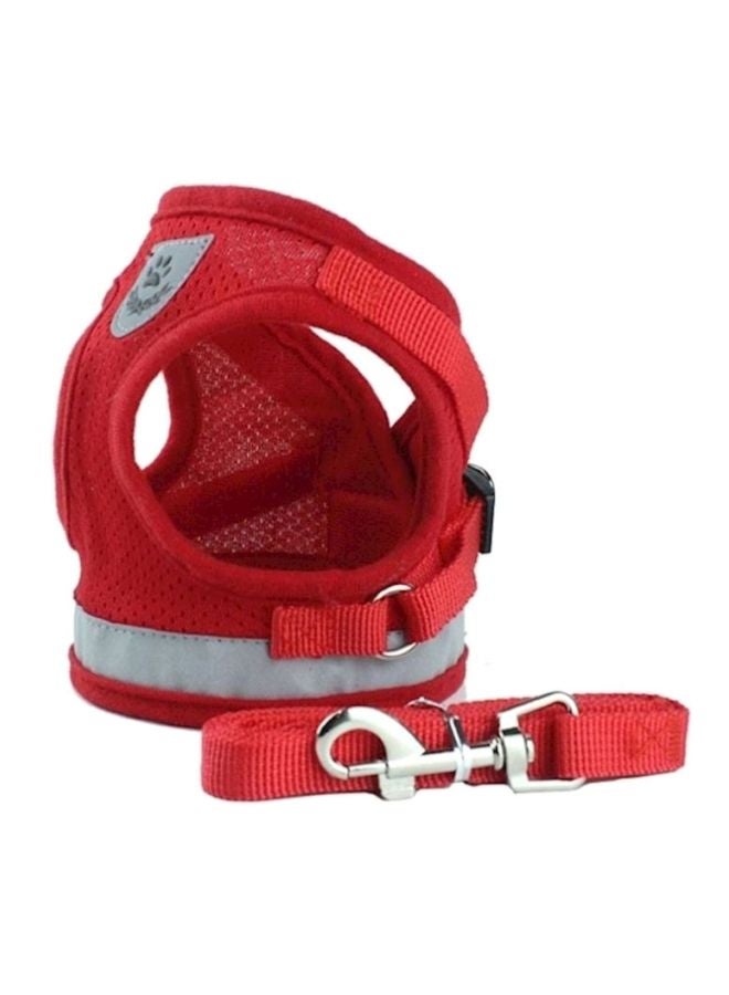 Reflective Chest Harness With Leash Red 36cm - Image 1