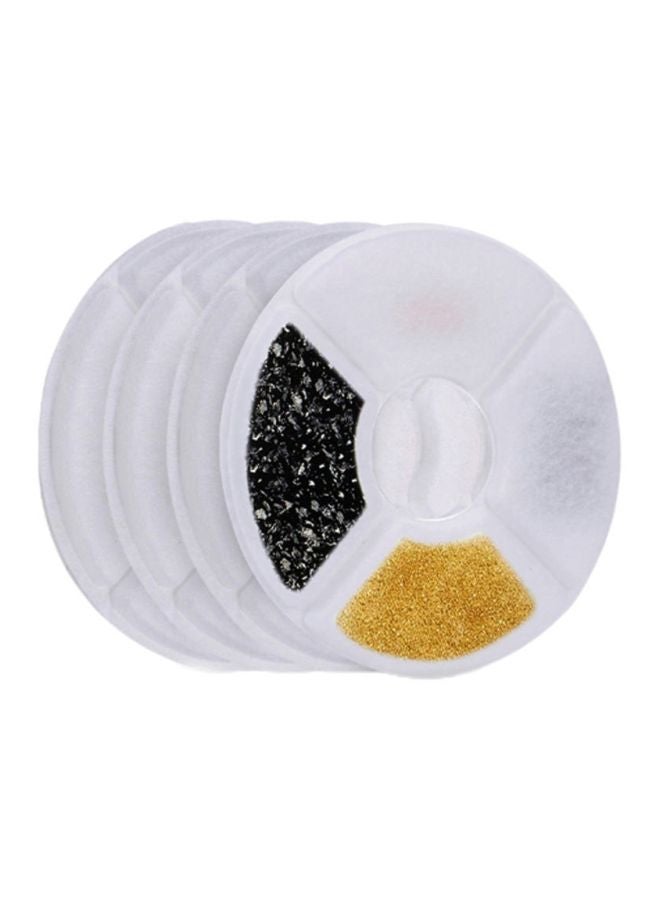 طقم فلاتر بديلة لنافورة مياه الحيوانات الأليفة مكون من 4 قطع أبيض/ ذهبي/ أسود 5بوصة