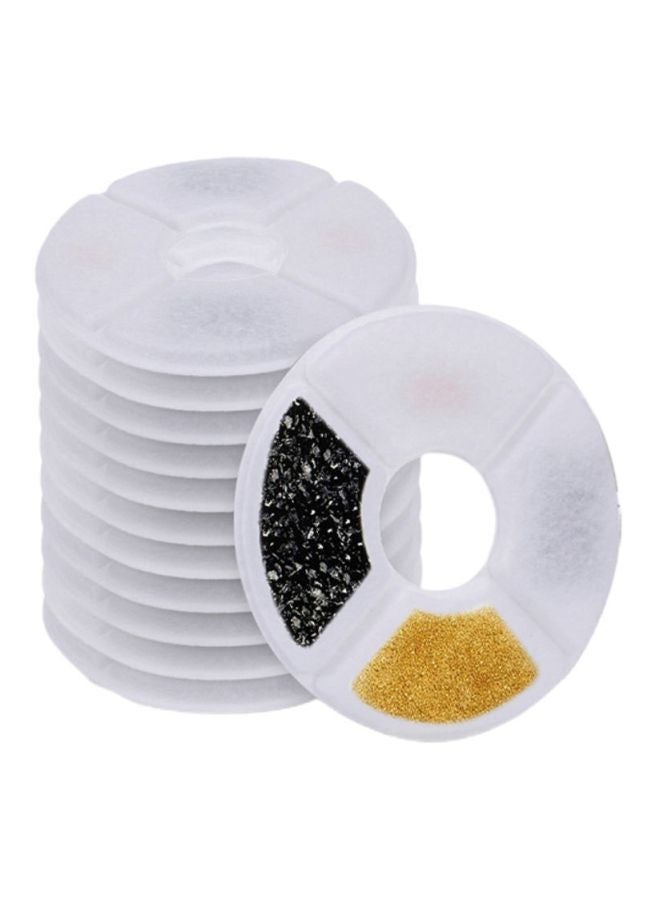 12-Piece Pet Water Fountain Filter Replacement Set White/Gold/Black 5inch