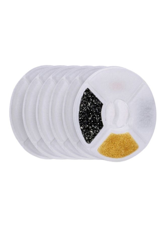 6-Piece Pet Water Fountain Filter Replacement Set White/Gold/Black 5inch