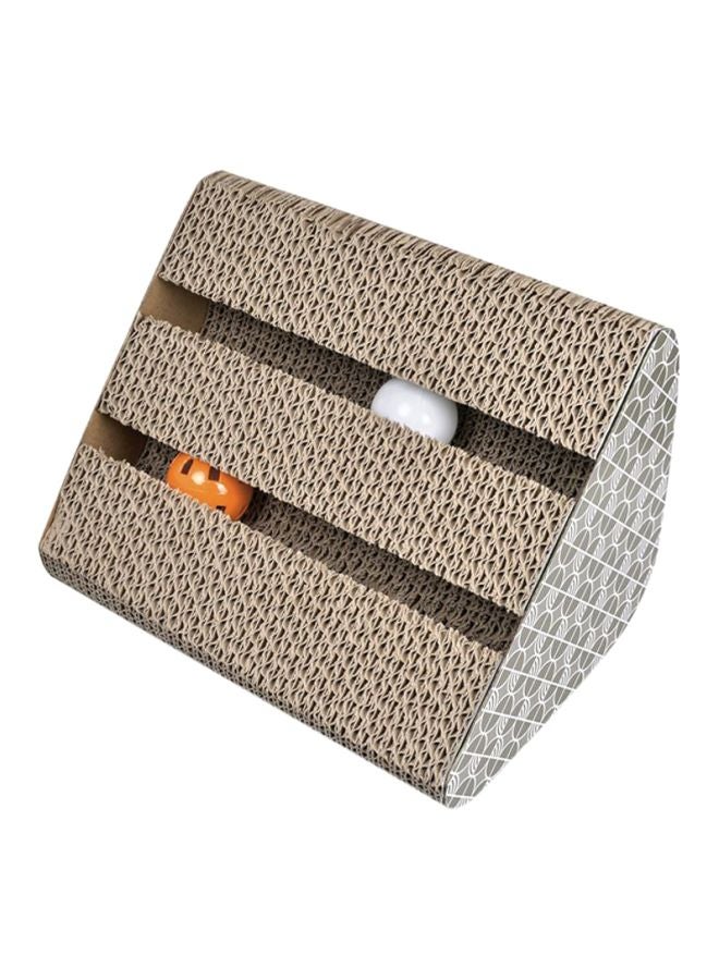 لوح خدش للقطط بجرس وكرة بيج / رمادي 27.9x17.8x23.9سم