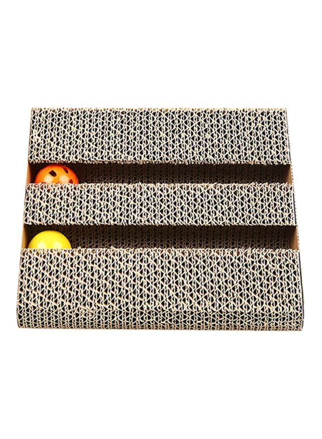 Cat Scratching Ramp Board With Bell Balls Beige 29x20cm - Image 1