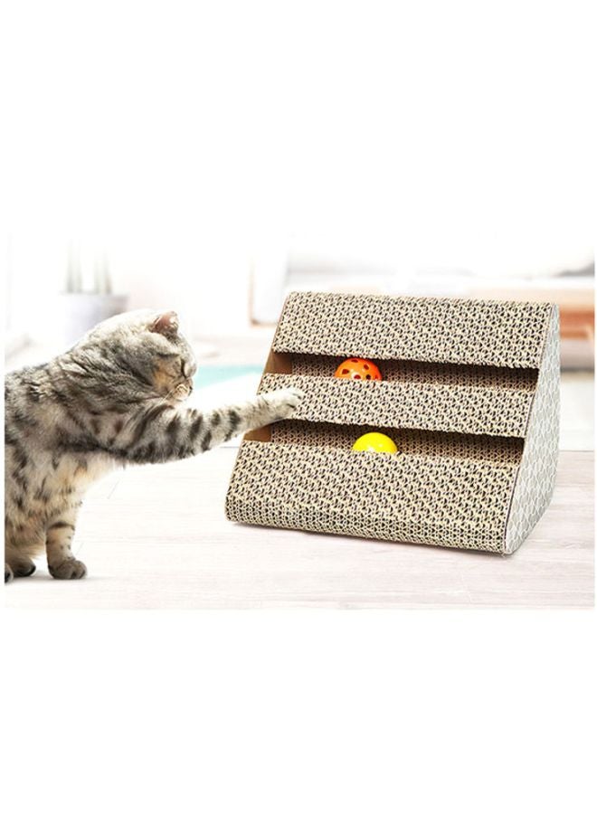 Cat Scratching Ramp Board With Bell Balls Beige 29x20cm - Image 2