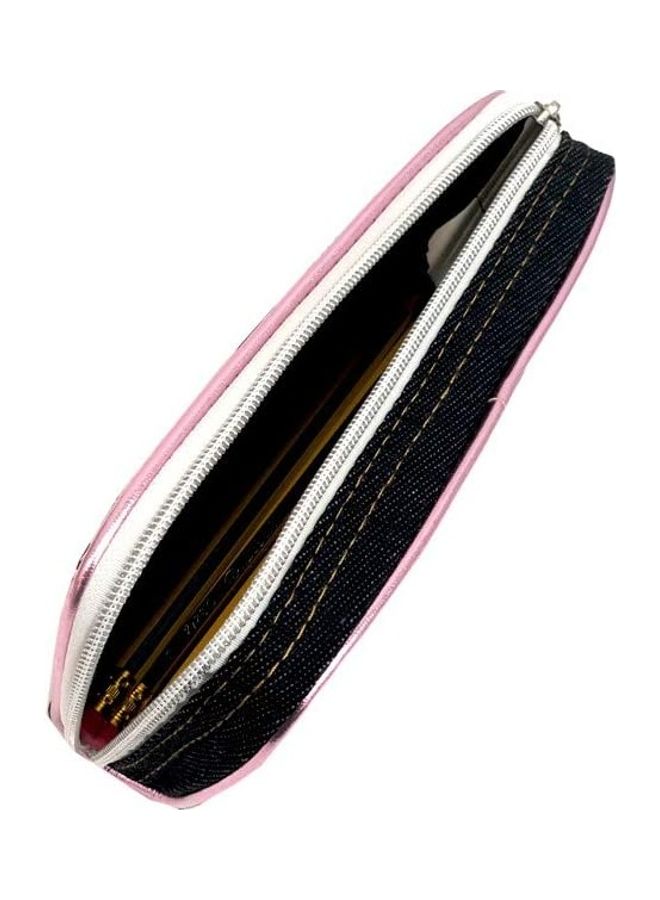 Denim Pencil Zipper Bag Multicolour - Image 2