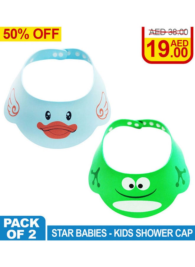 ستار بيبيز طقم قبعات استحمام للأطفال مكون من قطعتين أخضر/أزرق 31x47سم - Image 2