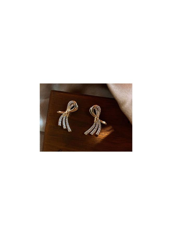 J&J Bow Exquisite Diamond-Studded Cross Earrings  - Image 4