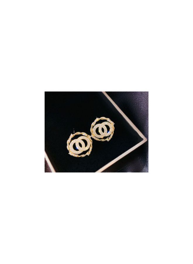 J&J - Fashion Temperament Popular Double Circle Diamond Earrings - Image 1
