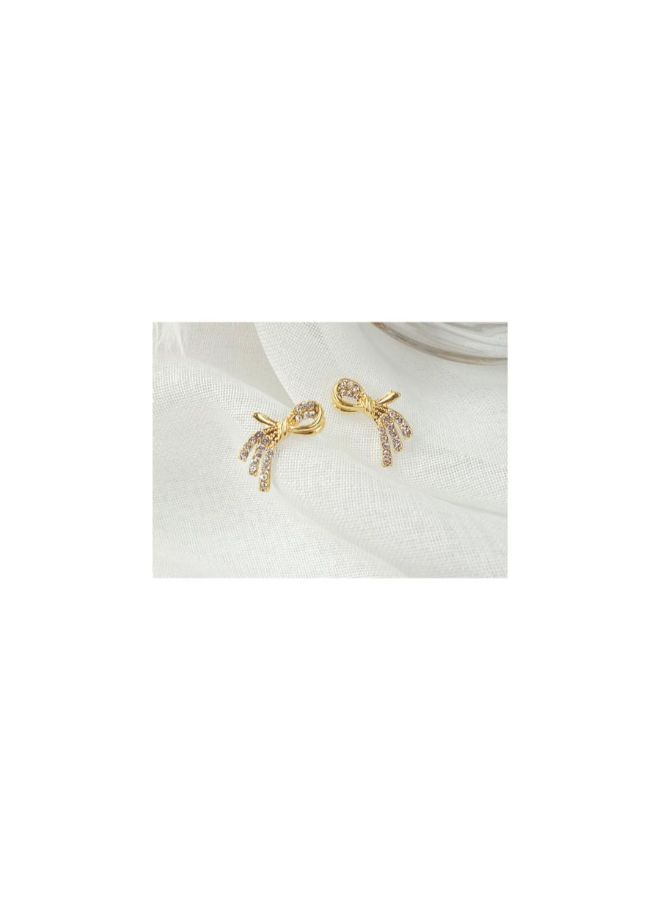 J&J Bow Exquisite Diamond-Studded Cross Earrings  - Image 2
