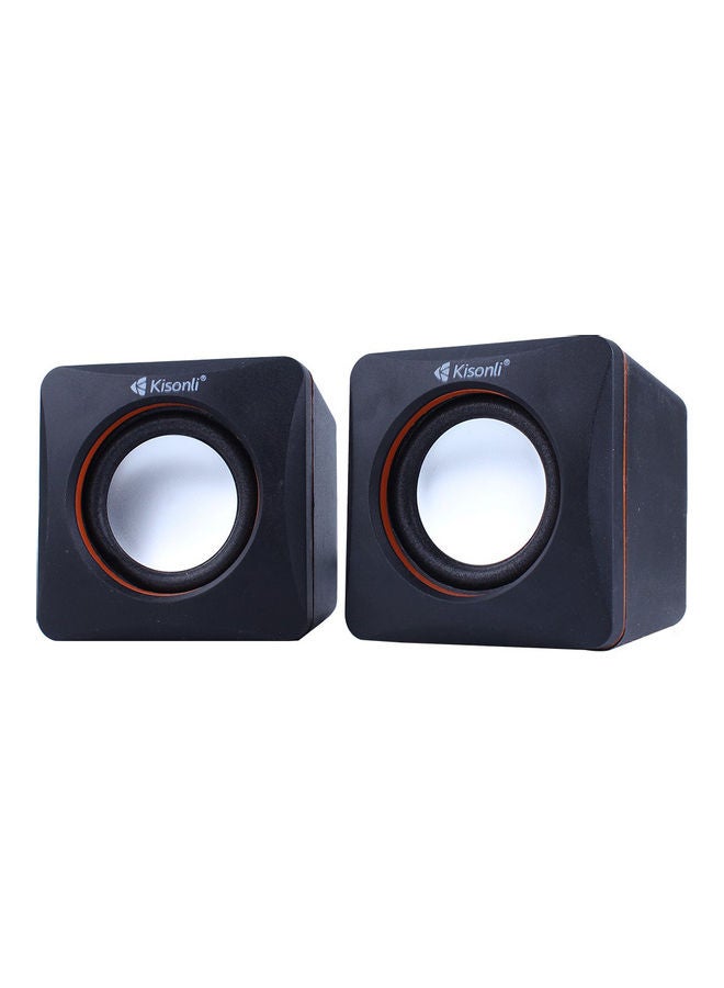 Kisonli 2-Piece USB Input Portable Mini Speaker Set Black - Image 1