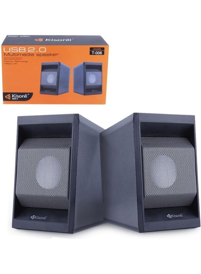 Kisonli - 2-Piece USB Input Portable Mini Speaker Set Black - Image 1