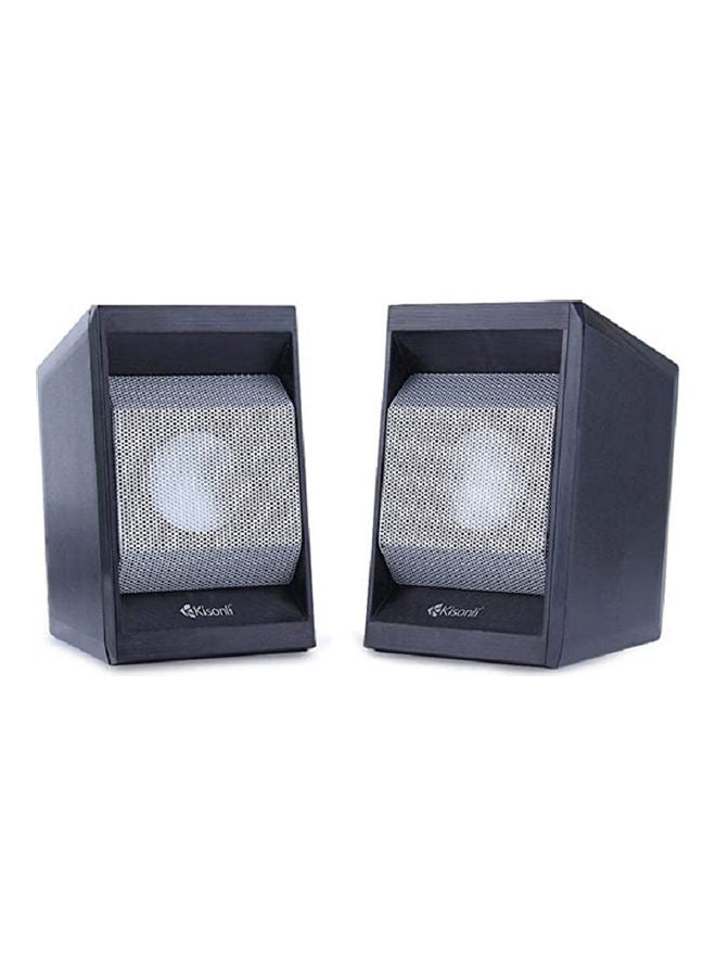 Kisonli - 2-Piece USB Input Portable Mini Speaker Set Black - Image 1