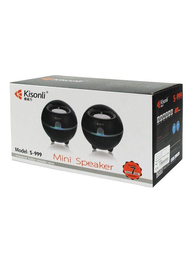 Kisonli - 2-Piece USB Input Portable Mini Speaker Set S-999 Black - Image 1